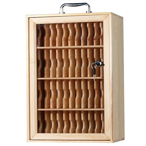 WLYMQFC 24/36/48/60 Slots Cell Phone Storage Box, Wood Cell Phone Lockers Storage Cell Phone Locker Box with Lock Pocket Chart for Phones Locking Cell Phone Cabinet for Classroom Offices School Employ