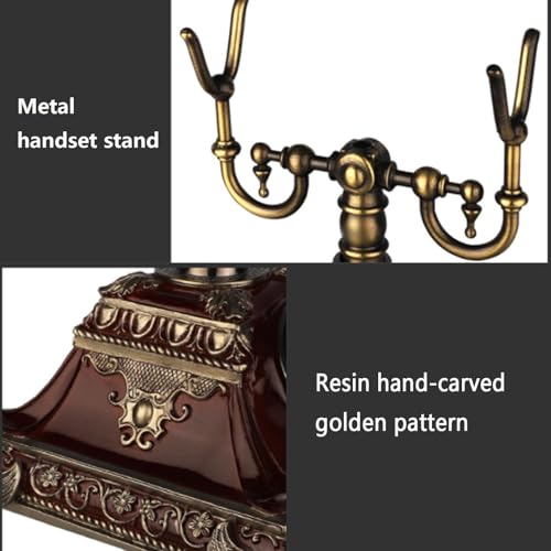 QUANGJN Retro Rotary Phones for Landline, Desk Phone, Vintage Corded Telephone with Redial & Hands-Free, for Home Office Hotel School,Brass