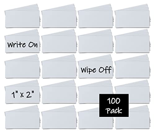 Magna Visual 1" x 2" White Pre-Cut Write On Wipe Off Magnetic Strips 100 Pack