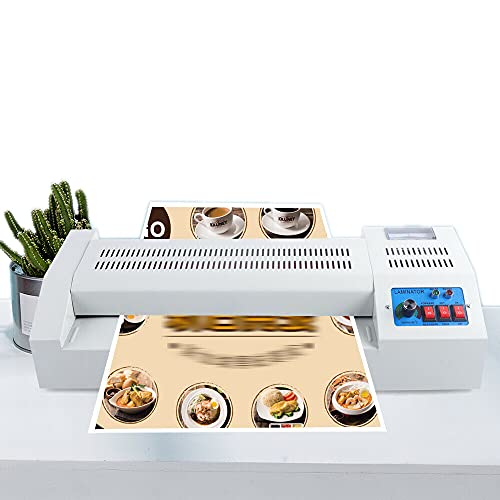 13 Inch 1mm Hot Cold Laminator 80-180°C, 24inch/min Thermal Laminating Machine A4 A5 A6 Sheets GDAE10 4-roll for Home Office School Use 600w