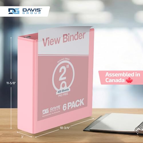 View Binder, 3-Ring Binder, 2" Round Rings, Pastel Blush, 6 Pack