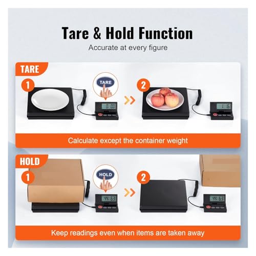 110 lbs Digital Postal Shipping Scale with Timer, Foldable Display for Packages and Luggage – Home and Office Weighing Tool