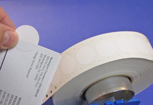 ProLabel Brand White 1" Wafer Tab Seals 3,125 Roll #WHT1W 1" Round