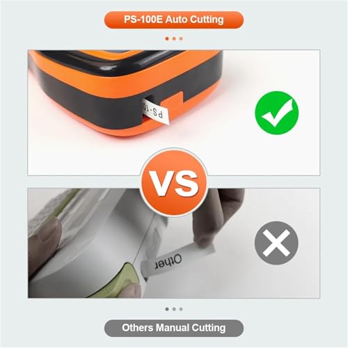 VBSNKLOI Label Printer, Portable Label Maker PS100E Printer Automatic Cutting Industrial Machine with 5PK 12mm