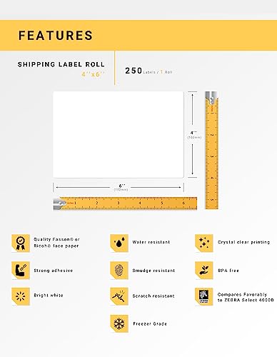 HouseLabels Compatible with Zebra, 1" Core, Premium Freezer, 4" x 6"
