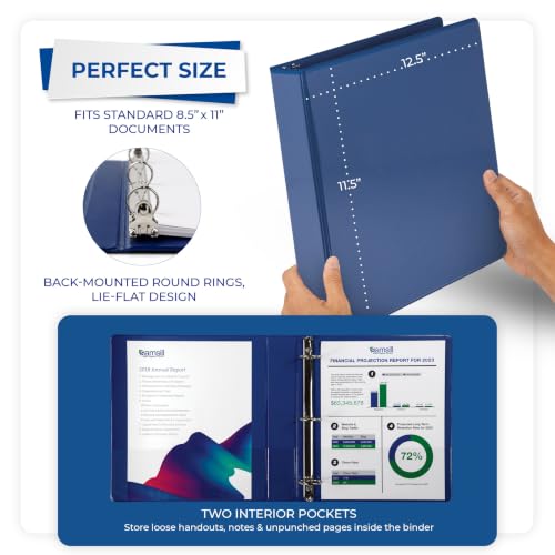 Samsill 1.5 Inch 3 Ring Binders, Economy Round Ring, Clear View Cover, 325 Sheet Capacity - for School, Home, Office - Blue, 12 Pack