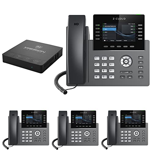 Mission Machines S-100 Business Phone System: Platinum Pack Auto Attendant/Voicemail, Wi-Fi, Cell & Remote Phone Extensions, Call Record & Mission Machines Phone Service for 2 Months (4 Phone Bundle)