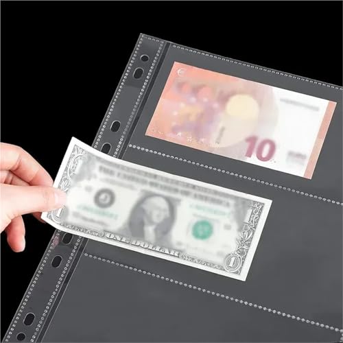 36Pcs 3-Pocket Currency Sleeve Album Page Protectors for Collectors