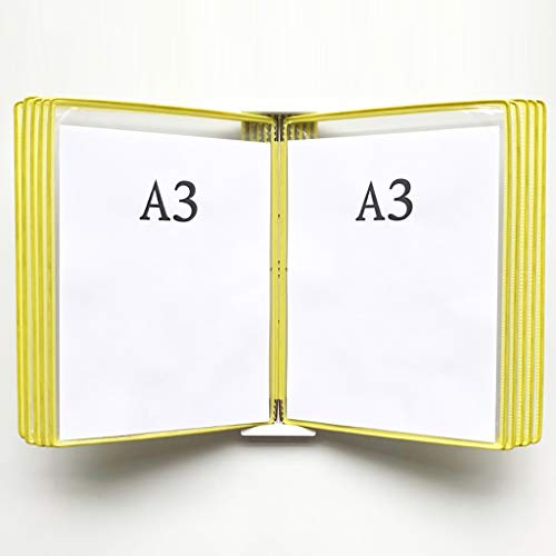 KGDJBGSE Wall Mounted File Holder Folder, A3 Poster Flip Book Display, Hanging Organizer 45x33x10CM 10 Pages 20 Pockets(H)