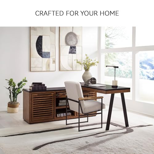 Signature Design by Ashley Kallari Casual Credenza with Anti-Tipping and Adjustable Shelf, Dark Brown & Black