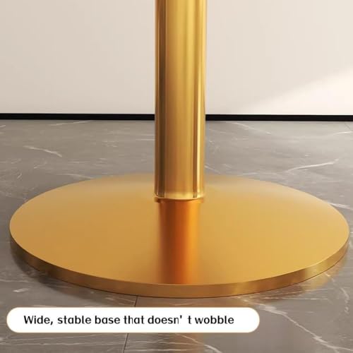 Small Round Table for 2, Modern Round Conference Table with Gold Pedestal Base for Cafe, Reception Room(White-1,60cm)