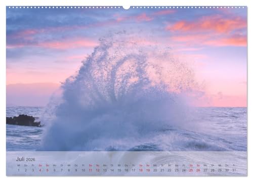 Wellen Concert (High-Quality Premium Wall Calendar 2026 DIN A2 Landscape), Art Print in High Gloss, Waves at Sea Storms in the Mediterranean Sea