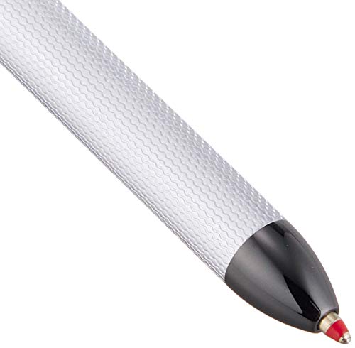 Cross Tech3+ with Sophisticated Brushed Crome Diamond Pattern Finish Barrel, 0.5mm Pencil, Black and Red Ink Refills, Interchangeable Cap Tops in Premium gift box