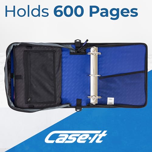 Case-it School Zipper Binder | 3" O-Rings | 600-Sheet | D-146 Midnight Blue
