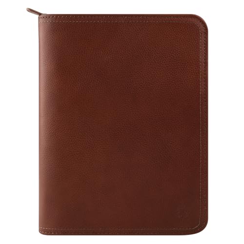 FranklinCovey - Rylan Ring-Bound Binder for FranklinCovey Planners | Leather - Zipper Binder (Classic, Chestnut)