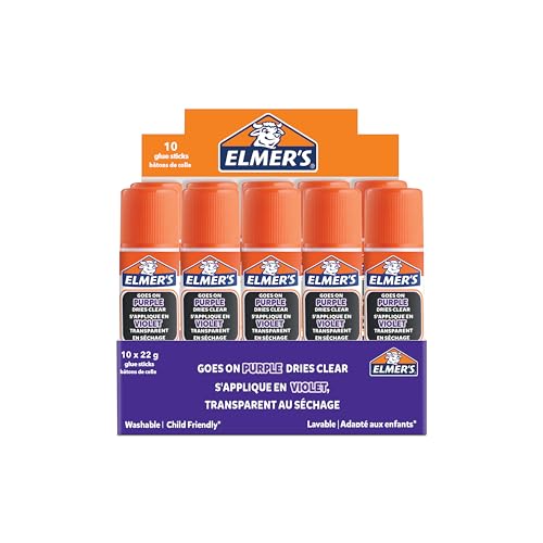 Elmer's Disappearing Purple Glue Sticks | Dries Clear | Great for Schools & Crafting | Washable & Child-Friendly | 22g | 10 Count