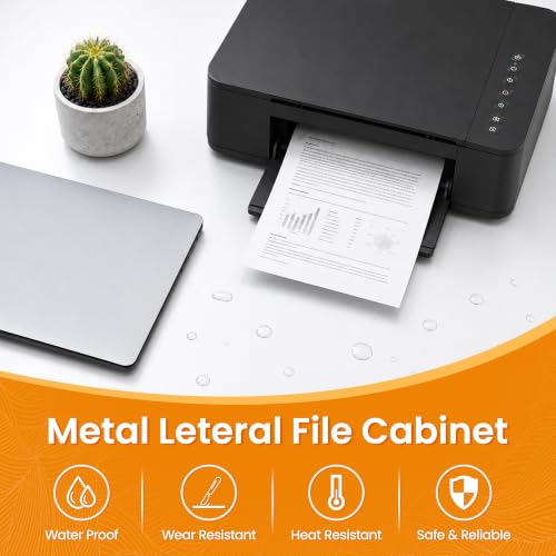 3 Drawer Lateral File Cabinet with Lock, Metal File Cabinets for Home Office, Office Furniture for Organization Hanging Legal/Letter/A4, Metal Filing Cabinet Storage Cabinet, Require Assembly, White
