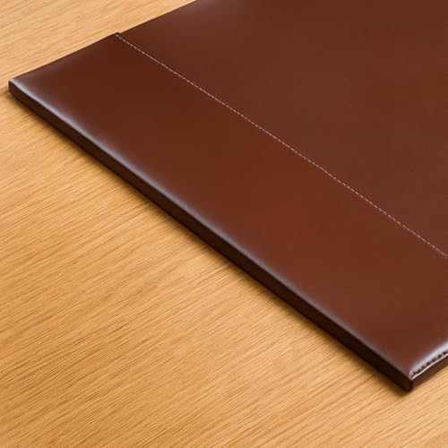 Dacasso Bonded Pad with Side Rails Luxury Leather Desk Blotter for Writing, 30 x 18 (Dark Brown)
