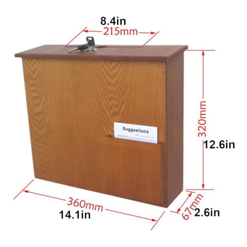 Dxysyldrun Donation/Charity/Suggestion Box, Christian Wooden Ballot Box Mailbox Suggestion Box Donation Box Church Wall Mounted with Lock