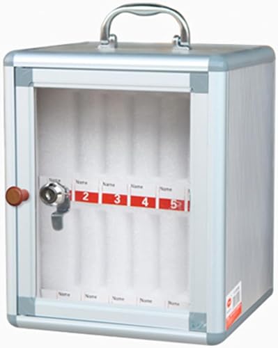 Pocket Chart Storage Cabinet for Cell Phones, Aluminum Alloy Clear Cell Phones Storage Cabinet Pocket Chart Storage Locker Box with Handle for Office Classroom (Color : Silver, Size : 12) (Silver 12)