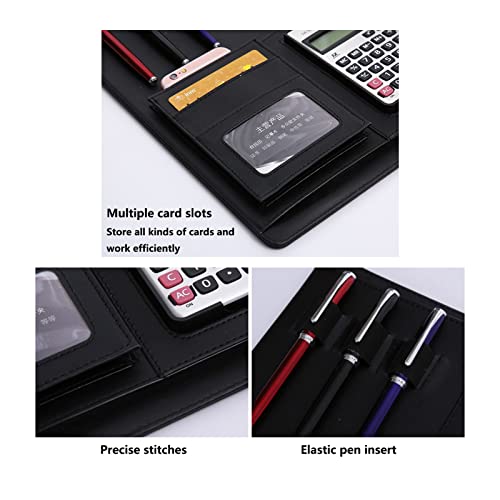 Padfolio,Portfolio Organizer, A4 Portfolios Padfolio Binder Professional Faux Leather Travel Organizer Pouch for Documents Presentation Folders Business Cards Removable 4 Ring Notepad