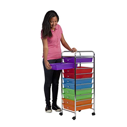 ECR4Kids 10-Drawer Everyday Mobile Storage Utility Cart, Assorted