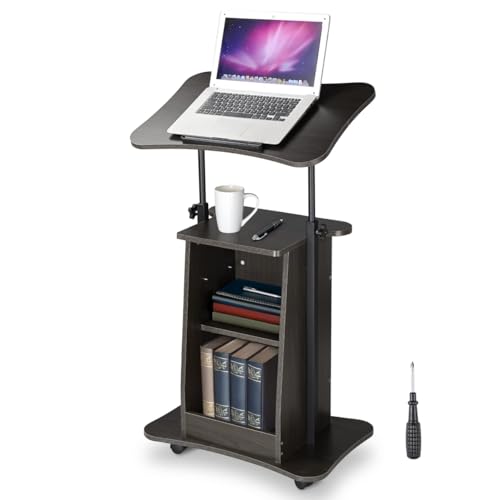 Yescom Rolling Podium Stand Classroom Lectern 24"Lx15"Wx33"H Lockable Wheel