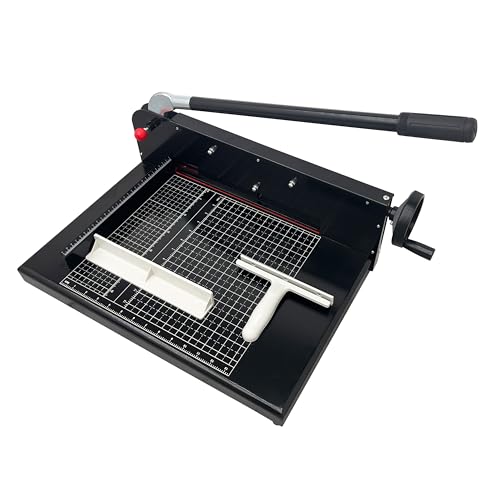 BREVELTION 12.2" Steel Paper Cutter, A4 Manual Desktop Stack Paper Trimmer Guillotine, with Scale and Security Lock, 1.57" Cutting Thick, for Home Office