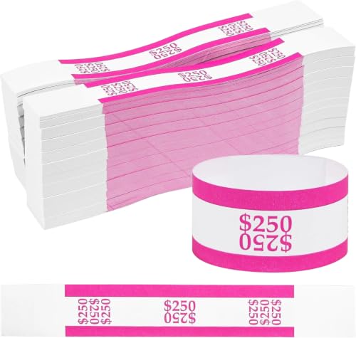 1000Pcs Dollar Currency Straps,250$ Pink Money Bands,Currency