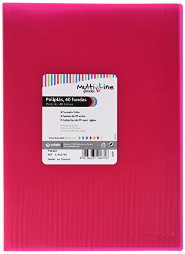 grafoplas 1441754 – 40 Pockets Folder Foolscap, Tapas PP, Fuchsia