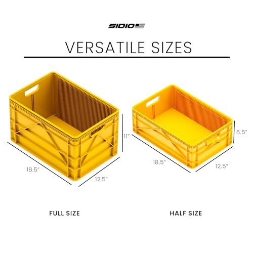 SIDIO Basic Pack, Heavy Duty Stackable Storage Bins with Dividers, Sol