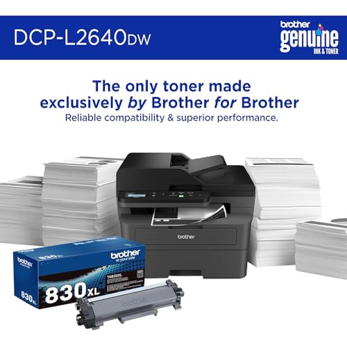 Brother DCP-L2640DW Wireless Monochrome Laser All-in-One Printer, Print Scan Copy, 34 PPM Duplex Printing, 50-Sheet ADF, Ethernet & Mobile Printing, USB Printer Cable and Print Like a Pro eBook Bundle