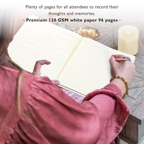 Esposti In Loving Memory Funeral Guest Book - 192 Pages with Silver Gilt Edges & Storage Box - Hardcover Memorial Book with 2304 Message Lines & Keepsake Pocket - For Funeral Services (White, 9"x7")