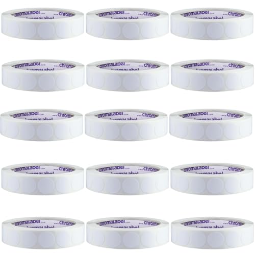 ChromaLabel White Removable Dot Stickers, 3/4 Inch, 1000/Roll Case of 15