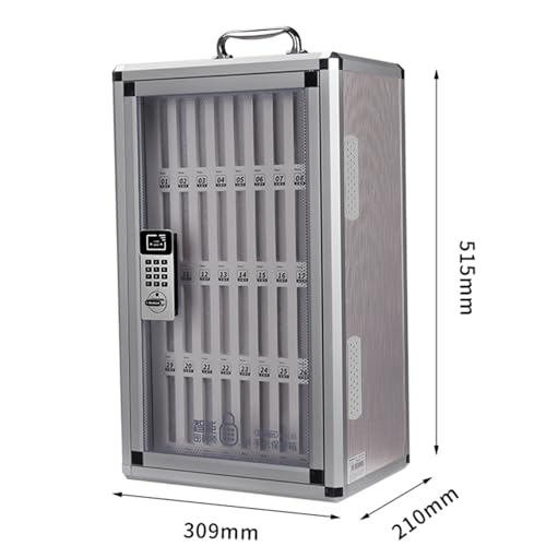 Aluminum Alloy Pocket Chart Cell Phones Storage Cabinet, Cell Phone Holder Desktop Organizer Storage Box for Classroom Office, Cell Phone Locker Box with Door Locks and Keys
