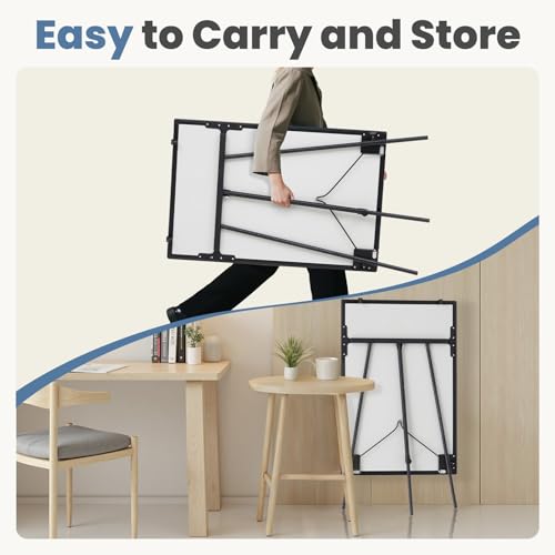 DUMOS 40"x28" Magnetic White Board Easel with Stand, Silver Aluminium Frame, Black