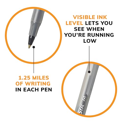 BIC Round Stic Xtra Life Ballpoint Pen, 1mm Medium Point, Pack of 240