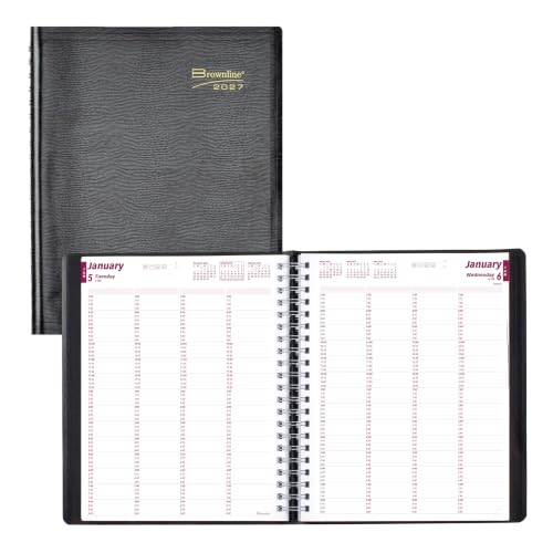 Brownline® 2027 Essential Daily Professional Planner, Four-Person Appointment Book, 12 Months, January to December, Twin-Wire Binding, 11" x 8.5", Black (CB960.BLK)