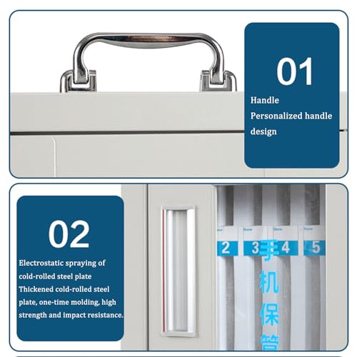 Aluminum Alloy Pocket Chart Cell Phones Storage Cabinet, Wall Mounted Cell Phones Storage Clear Cell Phone Locker Box with Door Locks，Mobile Phone Safe Storage Cabinet，for Office Classroom Gym
