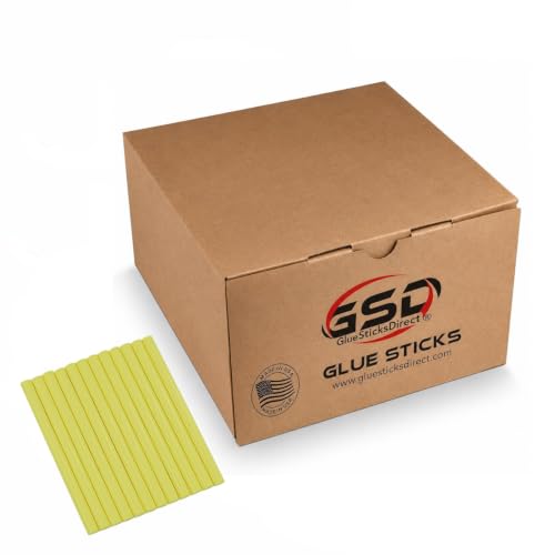 GlueSticksDirect Full Size Hot Melt Glue Sticks for Glue Gun - Bulk 4in Pastel Yellow - Great for Art Craft Repairs - 7/16" X 4" (Approx 225 Sticks, 5lbs Pack) - Made in USA