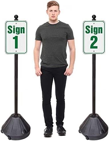 CommerceSigns 2-Pack Tip-n-Roll Portable Pole 2 Sign Holder | 18" w x 12" h Wheeled Base | Yellow Base | 60" h Pole