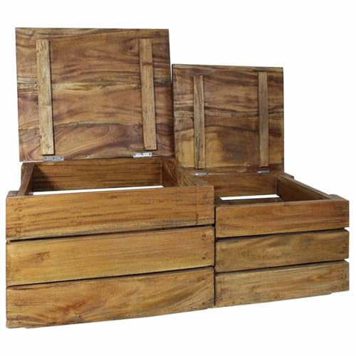 smnyxs Solid Mahogany Wood Storage Crate Set 2 Pieces que Style