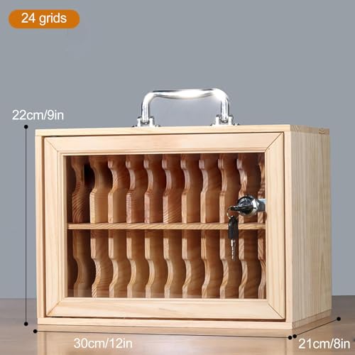 WLYMQFC Cell Phone Storage Box, 24/36/48/60 Slots Wooden Cell Phone Storage Box Classroom Pocket Chart, Wooden Cell Phone Storage Cabinet for Classroom Offices School Employees,30x21x22cm/12x8x9in
