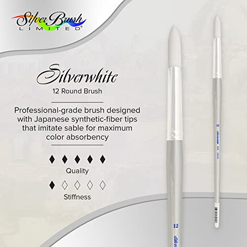 Silver Brush Limited Silverwhite Round Watercolor Paintbrush, Size 12
