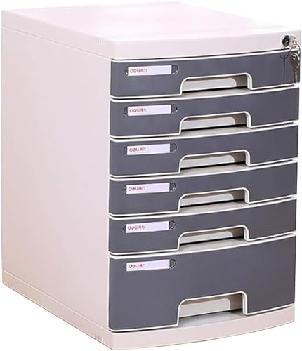 noxozoqm File Drawer Desktop, 4/5/6/7 Layers Gray Storage Drawers Desk Storage Unit Organizer Lockable File Cabinet A4 Box for Office. (Size : 6 Layers)