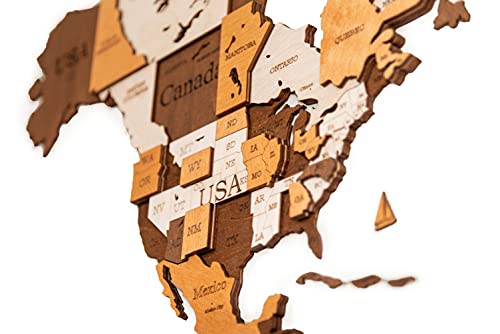 Woodvio 3D Wooden World Map, Decorative Wall Art for Home and Office Décor - size Medium (47" x 25")