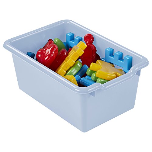 ECR4Kids Streamline 10-Section Hanging Coat Locker with Scoop Front Storage Bins, Natural, Cubby Storage, Powder Blue