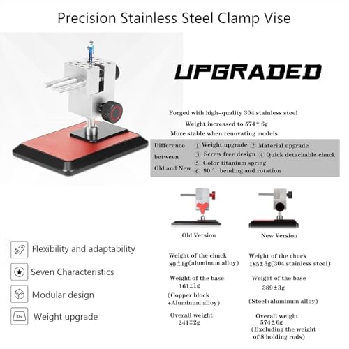 Directional Etching Sheet Bending Craft Model Tools, Mini Precision Bench Vise, with 8 Stainless Steel Clamping Rods, Small Tabletop Vise, 90° Bend Design, for Craft Sculpture Model Making
