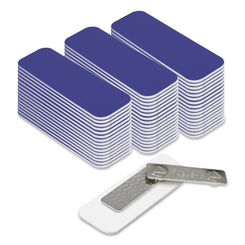 Name Tag/Badge Blanks - 50 Pack - 1" X 3" (Blue) Round Corners, Magnetic Backing