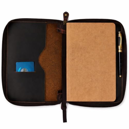 PavinCrafter A5 Zippered Leather Journal Cover 5.75 X 8.25 in, Refillable